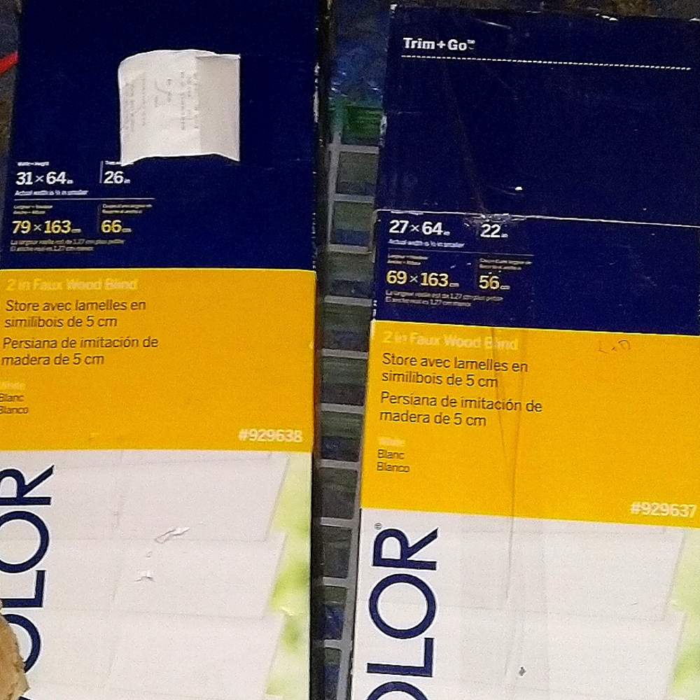 2  different size new in box unused levolor blinds sizes are on each box
